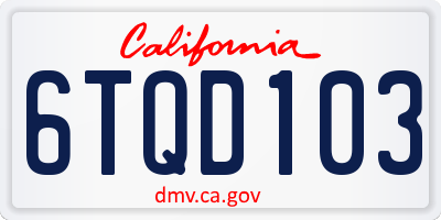 CA license plate 6TQD103