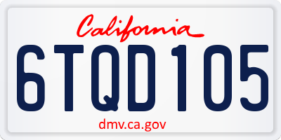 CA license plate 6TQD105