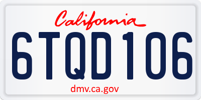 CA license plate 6TQD106