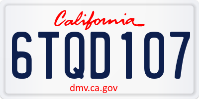 CA license plate 6TQD107