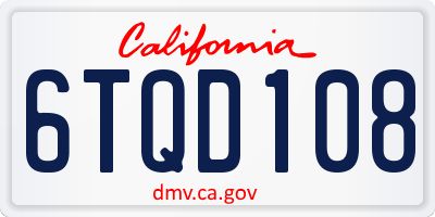 CA license plate 6TQD108