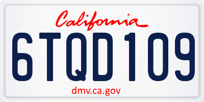 CA license plate 6TQD109