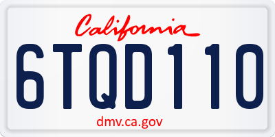 CA license plate 6TQD110