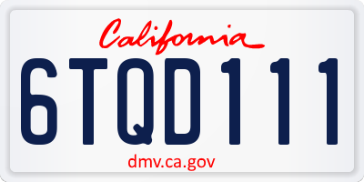 CA license plate 6TQD111