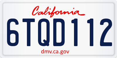 CA license plate 6TQD112