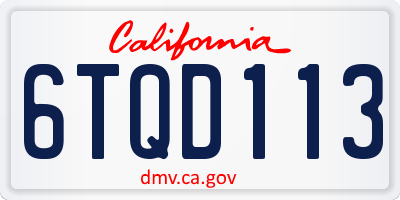 CA license plate 6TQD113