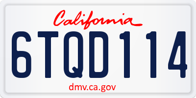 CA license plate 6TQD114