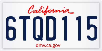 CA license plate 6TQD115