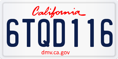 CA license plate 6TQD116