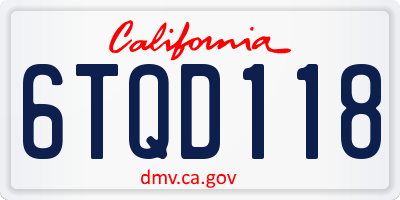 CA license plate 6TQD118