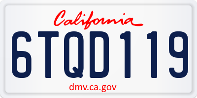 CA license plate 6TQD119