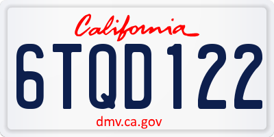 CA license plate 6TQD122