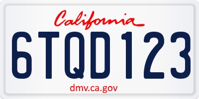 CA license plate 6TQD123