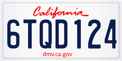 CA license plate 6TQD124