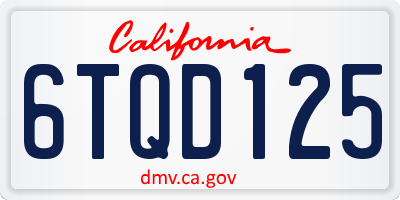 CA license plate 6TQD125