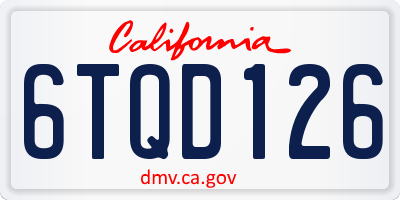 CA license plate 6TQD126