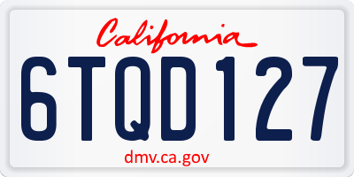 CA license plate 6TQD127