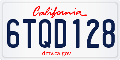 CA license plate 6TQD128