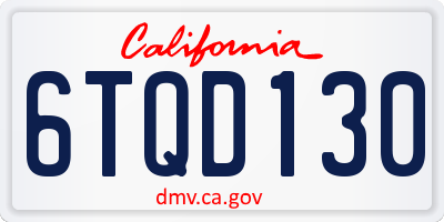 CA license plate 6TQD130