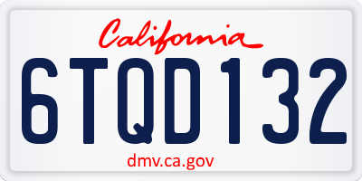 CA license plate 6TQD132