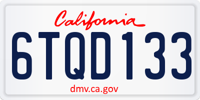 CA license plate 6TQD133