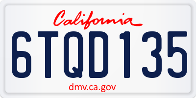 CA license plate 6TQD135