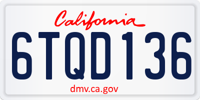 CA license plate 6TQD136