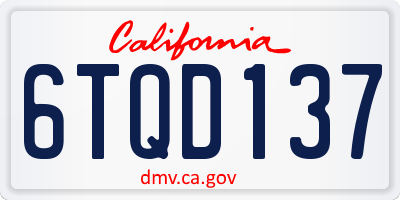 CA license plate 6TQD137