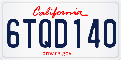 CA license plate 6TQD140