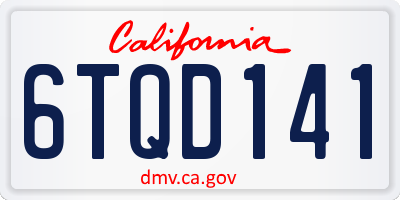 CA license plate 6TQD141