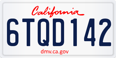 CA license plate 6TQD142