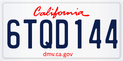 CA license plate 6TQD144