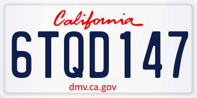 CA license plate 6TQD147