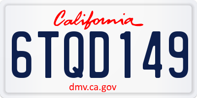 CA license plate 6TQD149