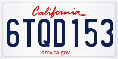 CA license plate 6TQD153