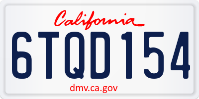 CA license plate 6TQD154