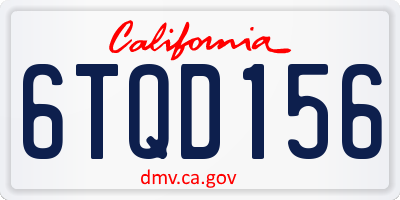 CA license plate 6TQD156