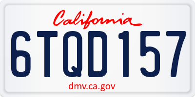 CA license plate 6TQD157