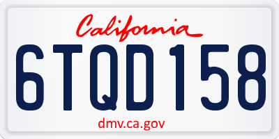 CA license plate 6TQD158