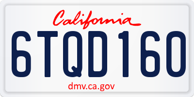 CA license plate 6TQD160