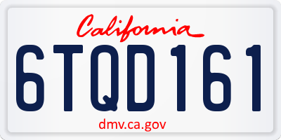 CA license plate 6TQD161