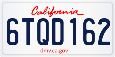 CA license plate 6TQD162