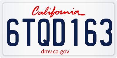 CA license plate 6TQD163