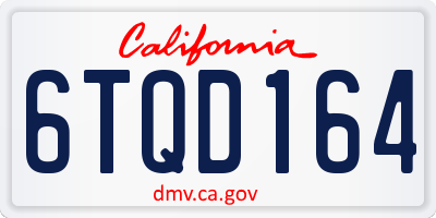 CA license plate 6TQD164