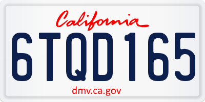 CA license plate 6TQD165