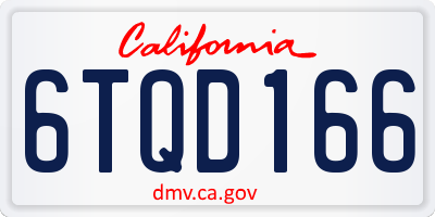 CA license plate 6TQD166