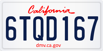 CA license plate 6TQD167