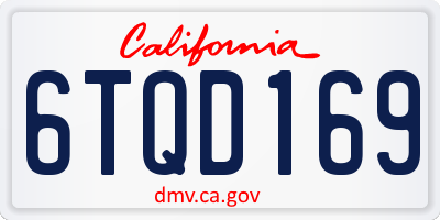 CA license plate 6TQD169