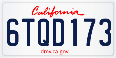 CA license plate 6TQD173