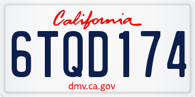 CA license plate 6TQD174